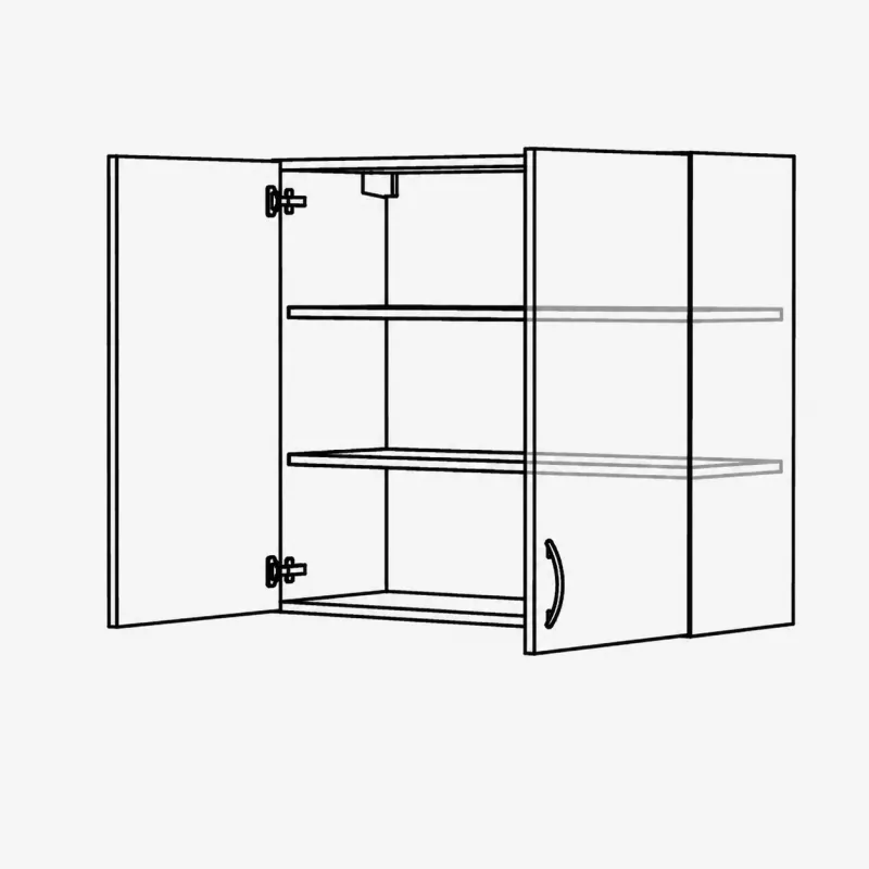 Horní policová skříňka se 2 dvířky, 650 mm, výška 720 mm KuchyneNaNetu