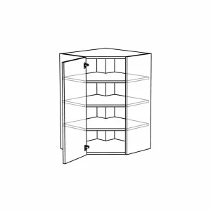 Horní, rohová šikmá 45°, 600 mm, v. 900 mm skica
