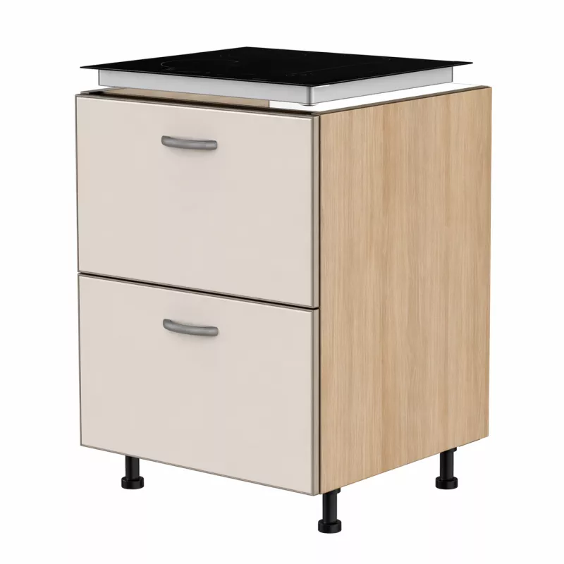 Spodní skříňka pro varnou desku se 2 zásuvkami, 600 mm KuchyneNaNetu