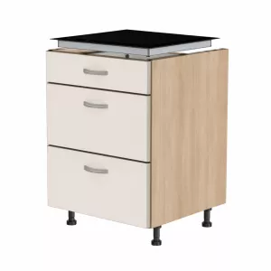 Spodní skříňka pro varnou desku se 3 zásuvkami, 600 mm