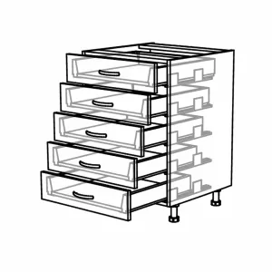 Spodní zásuvková skříňka, 900 mm, 5 zásuvek KuchyneNaNetu